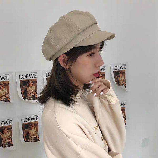 

women beret autumn winter octagonal cap hats stylish artist painter caps black beige warm comfortable lady student cap new, Blue;gray