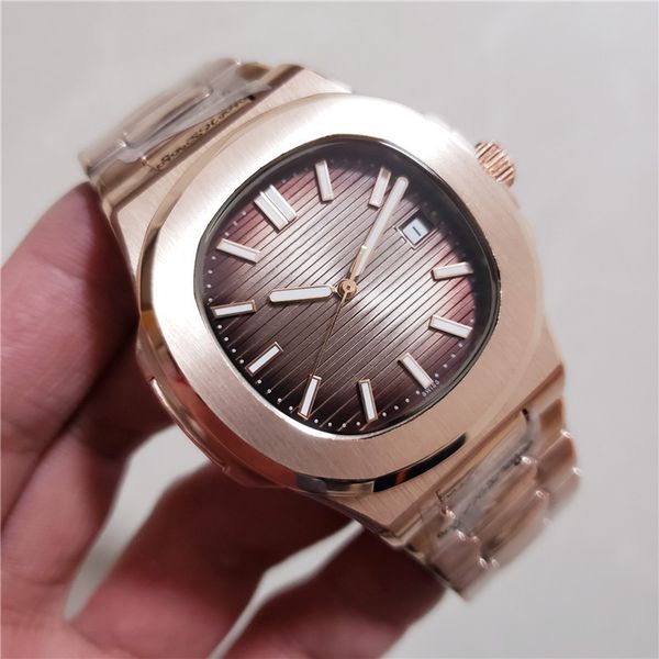 

wholesale mens women luxury watch stainless steel nautilus automatic movement mechnical self-winding mens designer watches, Slivery;brown