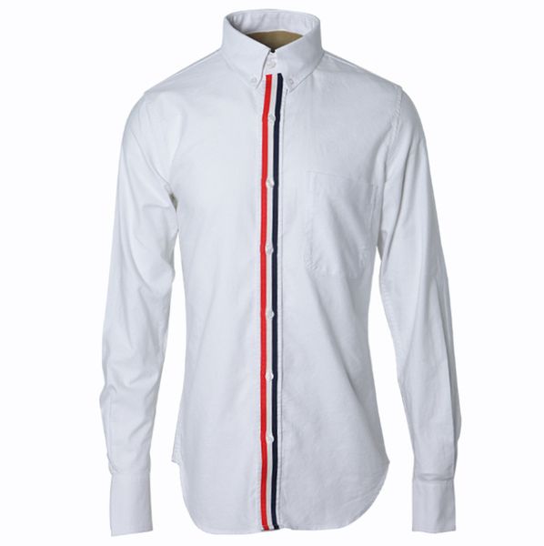 

cloth men's wear weaving belt decoration oxford spinning washed cotton fashion brand men's shirt, White;black