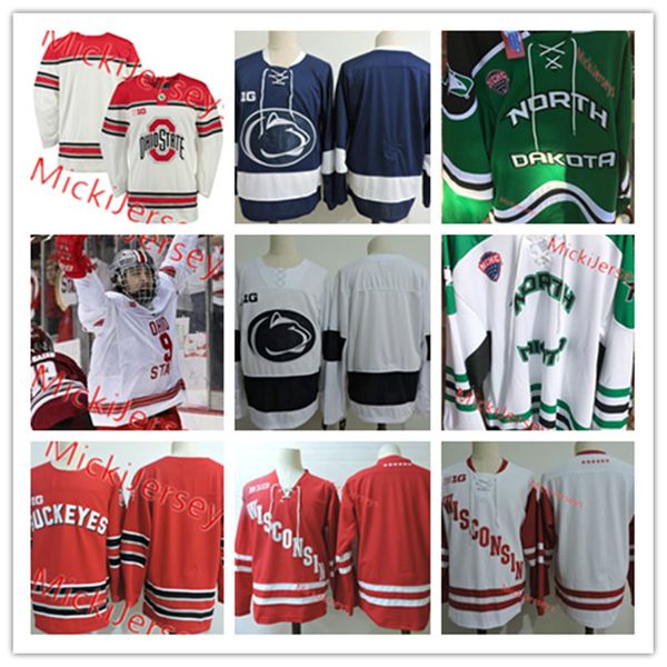 

Men ncaa north dakota fighting hawk hockey jer ey titched blank wi con in badger penn tate nittany lion ohio tate buckeye jer ey, Black;red