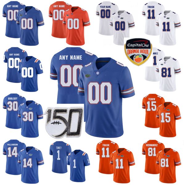 

custom florida gators college football jerseys kids youth kyle trask jersey aaron hernandez kadarius toney lamical perine tim tebow stitched, Black