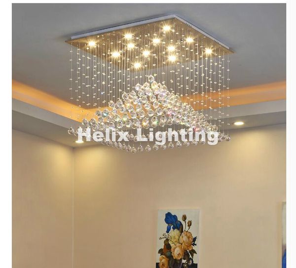 

modern square shaped luxury european golden chrome color k9 clear crystal pendant light l hall living room k9 crystal lighting