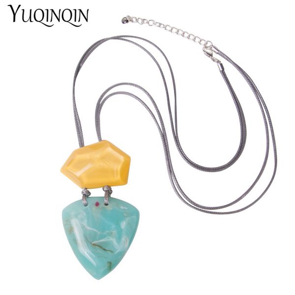 

resin fashion long necklaces for women geometric stone big pendants necklace jewelry acrylic korean rope necklace for girls, Silver