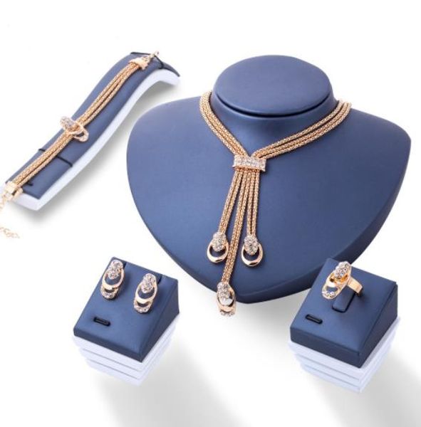 

necklace & earring & bracelet & ring wedding set, diamond decorating ,fit for dinner party, rose gold hign quality and ing, Silver