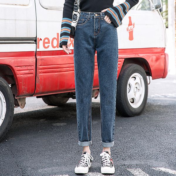 

2020 new loose jeans women's new thin women's pants straight tube elegant high waist radish wide leg daddy pants, Blue