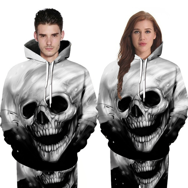 

fashion men/women cool 3d skull printed hoodies mens fashion casual pullover hoodies1, Black