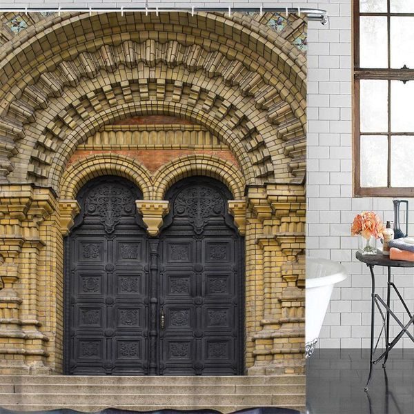 

eco-friendly shower curtain church gate printed shower curtain bathroom decor waterproof fabric bath