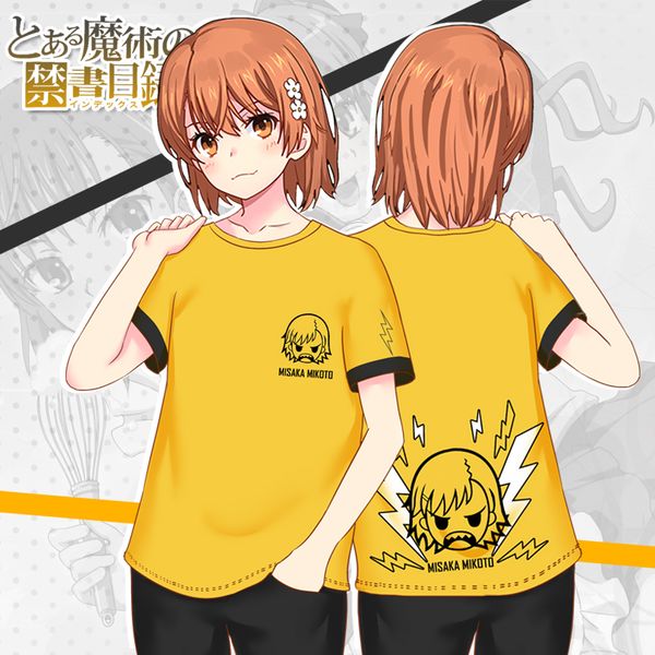 

japanese anime cosplay t-shirt toaru majutsu no indekkusu misaka mikoto short sleeve full color tees man women summer, White;black