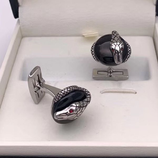 

mb men shirt cufflinks luxury snake ball cufflinks jewelry stainless steel cuff links for business gift, Silver