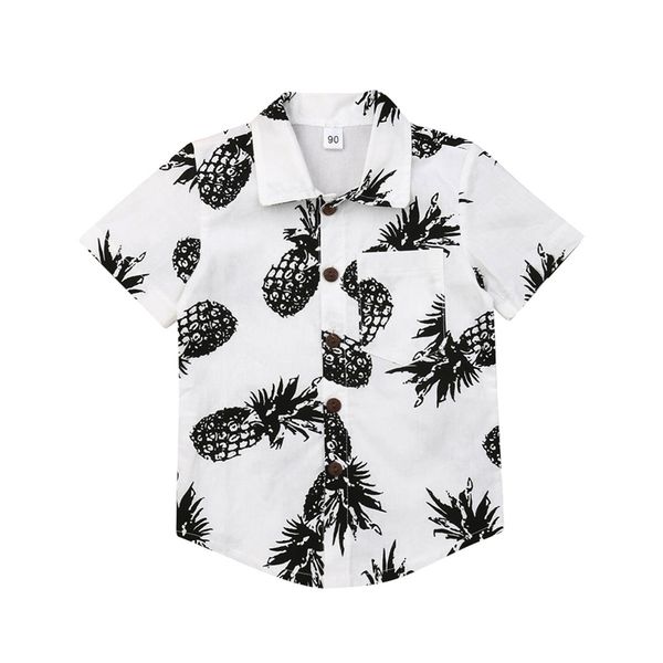 

summer kids boys pineapple print shirt blouse shirts toddler baby boy holiday beach outfit shirt tees sunsuit 1-6y, White;black
