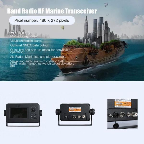 

new waterproof marine walkie talkie dual band radio hf marine transceiver built-in gps receiver 50 channels