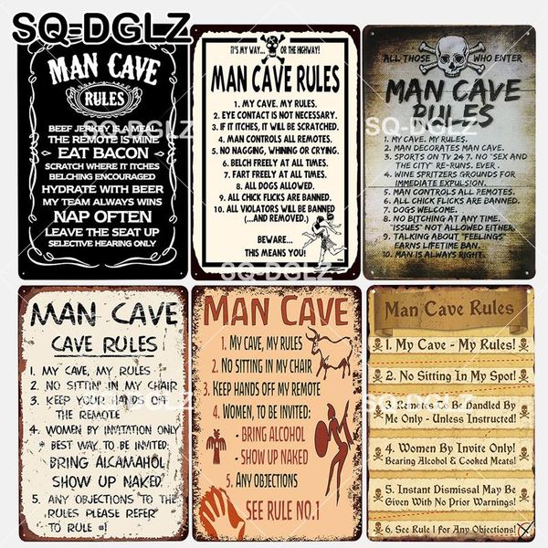 

sq-dglz] new man cave rules tin sign private space wall decor bar metal crafts home decor retro painting plaques art poster