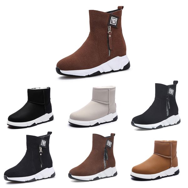 

ale non-brand designer winter boots for women triple black red beige brown leather suede snow ankle boots keep warm 35-40 style 14
