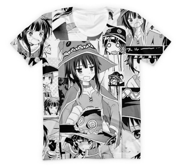

2019 новый harajuku аниме футболка лето с коротким рукавом спортивная одежда megumin мем коллаж печати топ тис волшебная девушка уличная муж, White;black