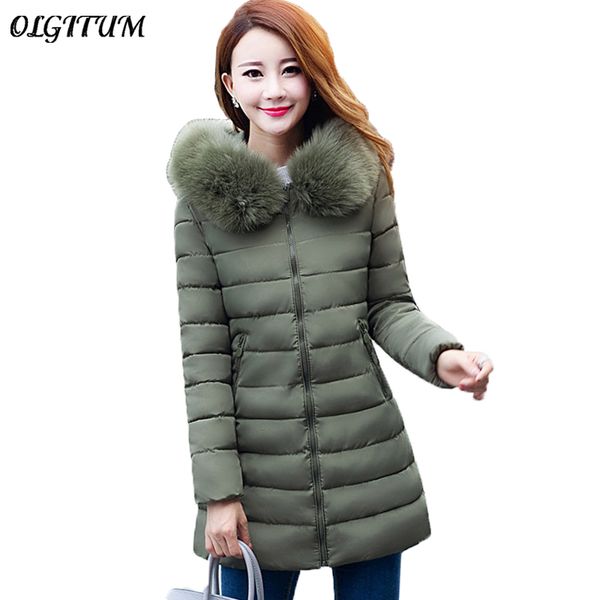 

plus size xl-7xl 2019 new parkas women winter artificial big fur collar hooded coat thicken warm long outwear female slim jacket, Tan;black