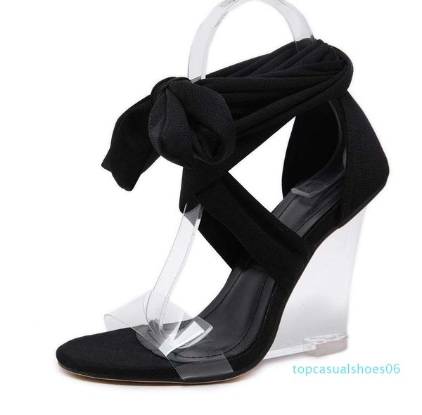 

ankle wrap clear heels fashion luxury designer women gladiator women sandals women platform wedges heels sandals size 35 to 41 tt6, Black