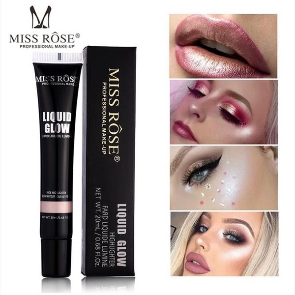 

мисс роза iluminador highlighter затенение макияж партии жидкий highlighter лицо мерцание тела glow highlighter жидкая основа