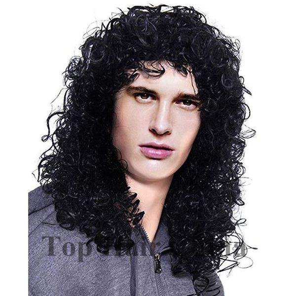 Grosshandel Top Hair China Mode Manner Hubsche Lange Lockige Perucke Cosplay Schwarze Perucken Fur Manner Hitzebestandige Afroamerikaner Volle Perucke