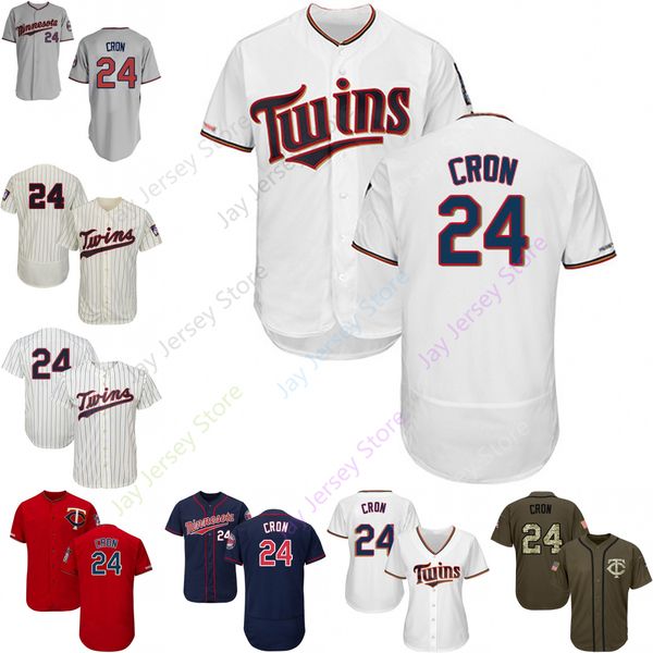 

Custom Minnesota 24 C. J. Cron Jersey Twins Jerseys Cool Base Flexbase White Black Red Grey Home Away Men Women Youth All Stitched