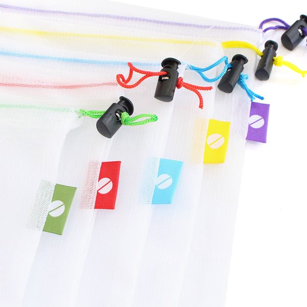 

5pcs/set supermarket mesh cloth bundle pocket green vegetable and fruit mesh storage bag home kitchen eco-friendly storage bag