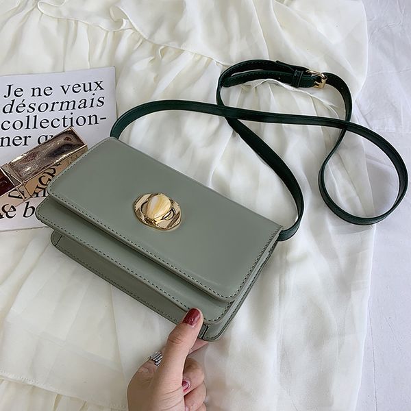 

new elegant shoulder bag women wild simple messenger bag for girls crossbody solid color turn lock wild splice bags k613