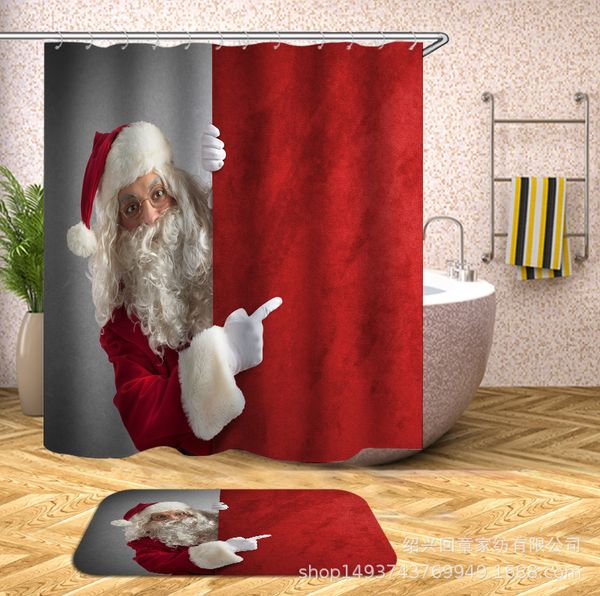 

christmas series digital printing waterproof mildew-proof shower curtain pure copper buttonhole a variety of options can be customized