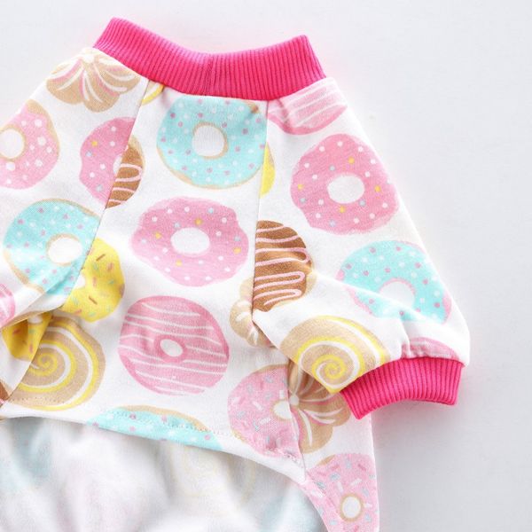 

small dog puppy girl overalls clothes soft cotton pet pajamas outfits with legs sleeping jumpsuit fruits printed doggie