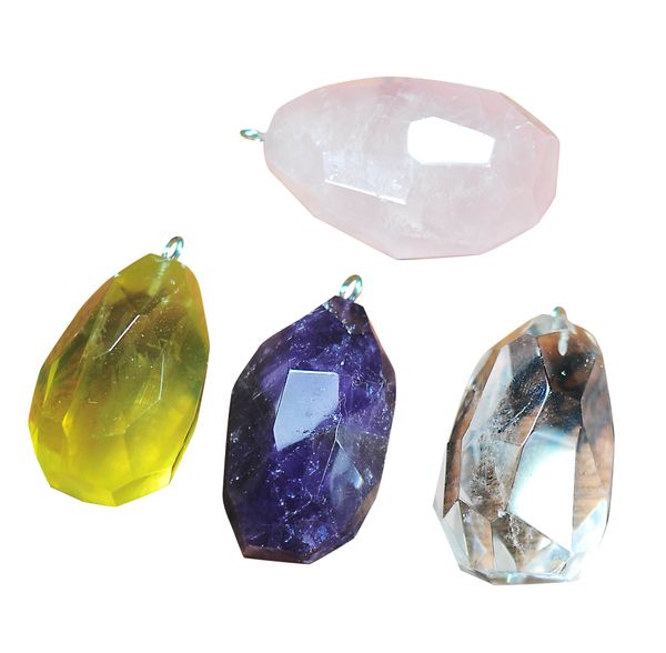 

gemstone pendant polygon men and women personality trend simple neck jewelry handmade, Silver