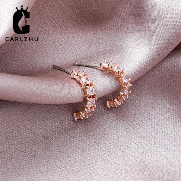 

sparkling crystal circle earrings for women silver 925 sterling silver c shaped hoop earrings wedding statement jewelry brincos, Golden;silver