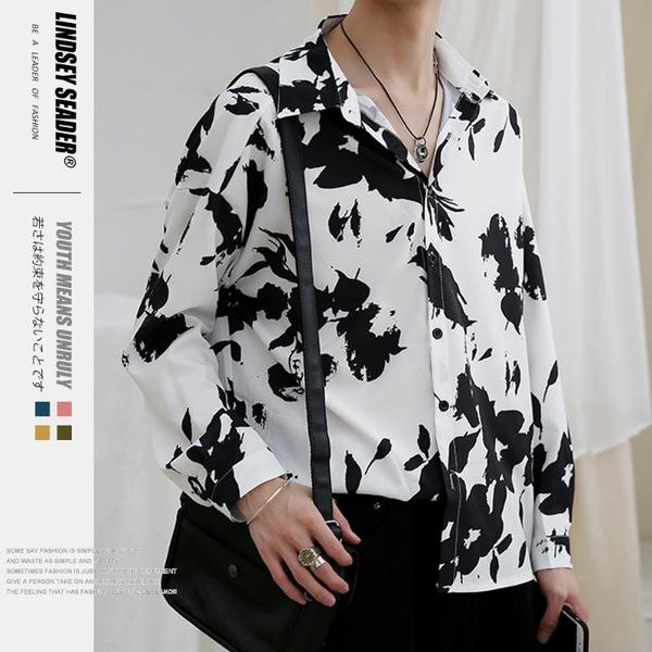 

рубашки lindsey seader черный листья milk стиль длинные рукава streetwear mens платье hip hop повседневный отдыха рубашка топы мода, White;black