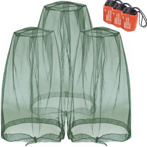 

3pcs mosquito head nets insects bugs gnats biting midges repellant head netting for outdoor activities works with pouches, Black