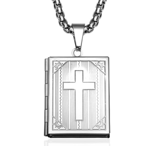

2020 fashion jewelry stainless steel religious bible pendant necklace for men chain necklaces women gifts jewelries 1pz, Silver