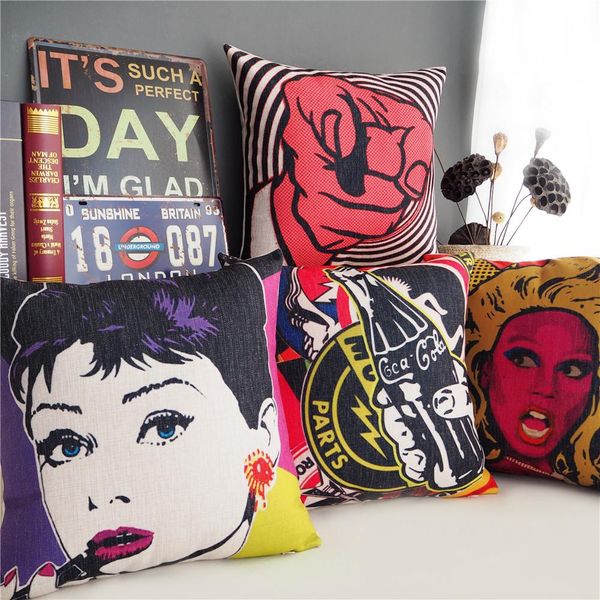 

nordic wind graffiti coke beauty pillow ,hepburn pillow cushion ,linen pillowcase,home decorative pillows