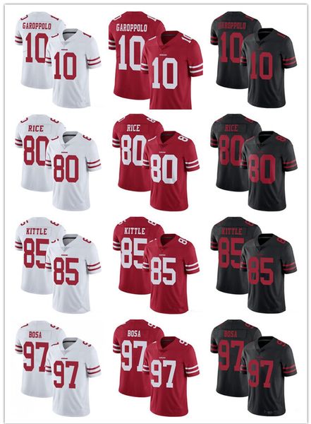 

Men women youth an franci co 13 49er 85 george kittle 10 jimmy garoppolo 97 nick bo a 80 jerry rice football jer ey red black white, Black;red