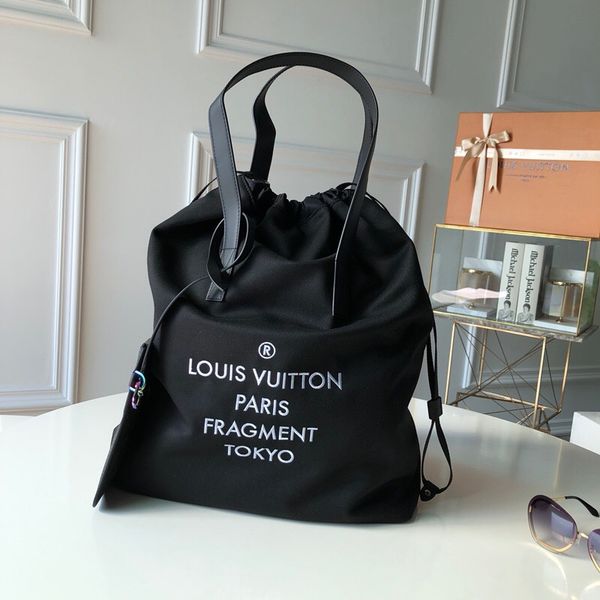 

classic canvas leather women belt bag women genuine leather handbag real leather men backpack message bag 36-42-18cm m43415, Black