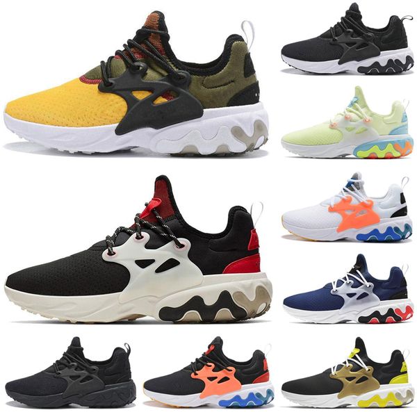 

fashion new react presto men women running shoes triple black rabid panda black blue yellow trainer breathable sports sneakers 36-45