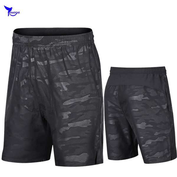 

quick dry camouflage running shorts men marathon training fitness gym printing sport shorts with zipper pocket jogging, Black;blue