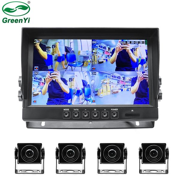 

dc 24v hd ahd 9 inch 1920*1080p car dvr 4ch video recorde monitor with ahd front rear left right parking camera for truck bus