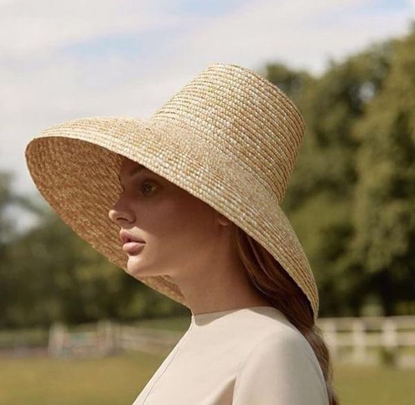 

01812-hh7266 2019 new desige summer handmade high paper straw lady sun cap women leisure holiday beach hat, Blue;gray