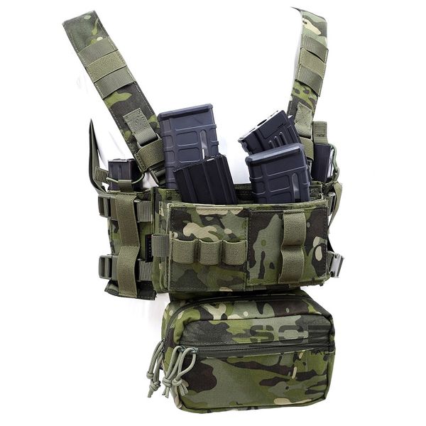 

waist support tactical chest vest 3 fan outdoor combat suit, Black;gray