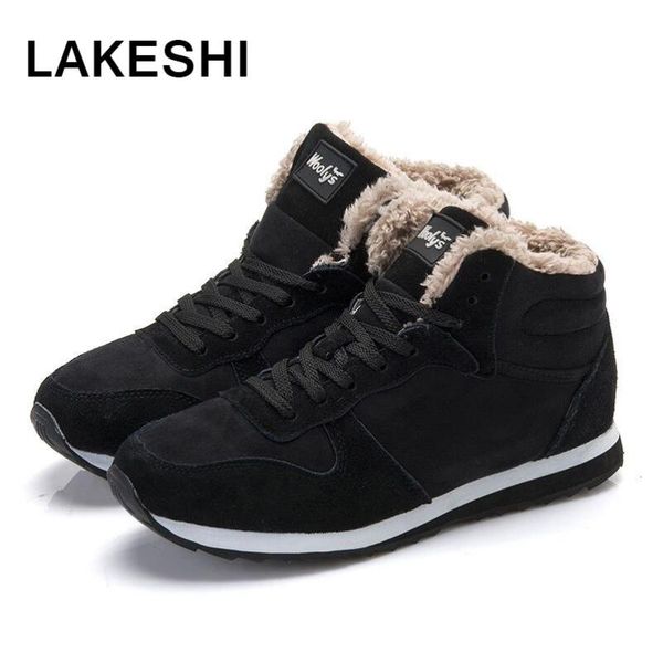 

2019 new men shoes warm ankle boots winter shoes plush lace up men boots casual sneakers plus size 46, Black