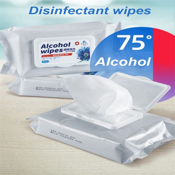 

50pcs/box disinfection antiseptic pads alcohol swabs wet wipes skin cleaning care sterilization cleaning tissue box
