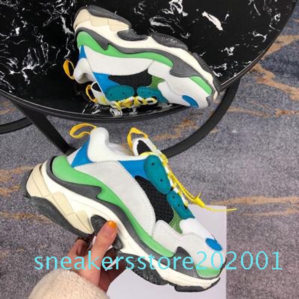 

2019 fw retro triple s sneaker mens fashion vintage kanye west old grandpa trainers designer mens womens casual shoes size 36-45 s01, Black