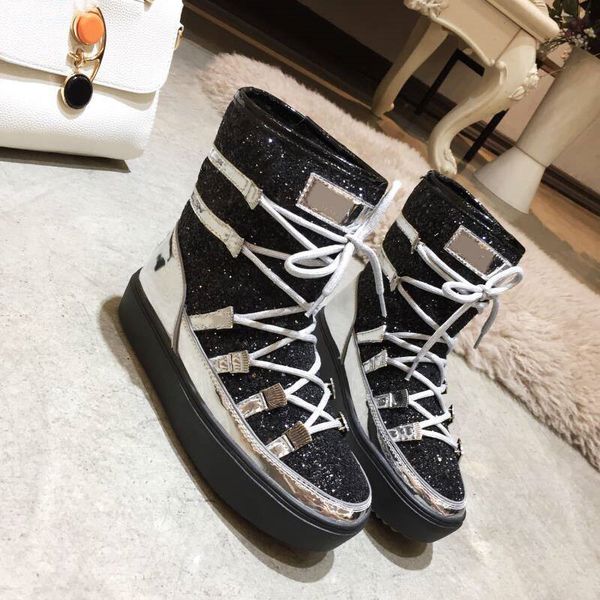 

2019 new shoes sandals fashion designer women luxury shoes silvery sneakers genuine leather ankle boots flat bottom, Black