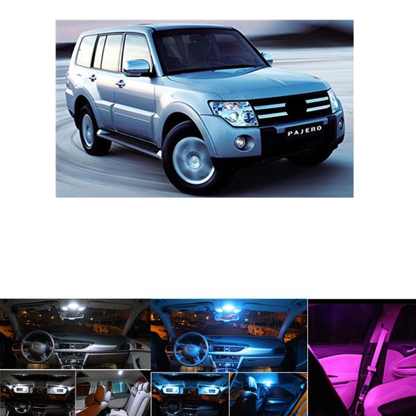 

9pc error white interior led light package kit for mitsubishi pajero 2007-2014 accessories reading door lights white blue