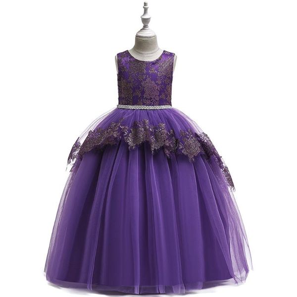 

vintage flower girls dress for wedding evening children princess party pageant long gown kids dresses for girls formal clothes, Red;yellow