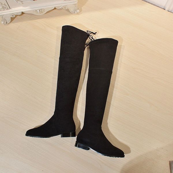 

2019 new high tube women's autumn and winter long boots low-heeled knee long boots warm large size shoes elastic boots factory direct s