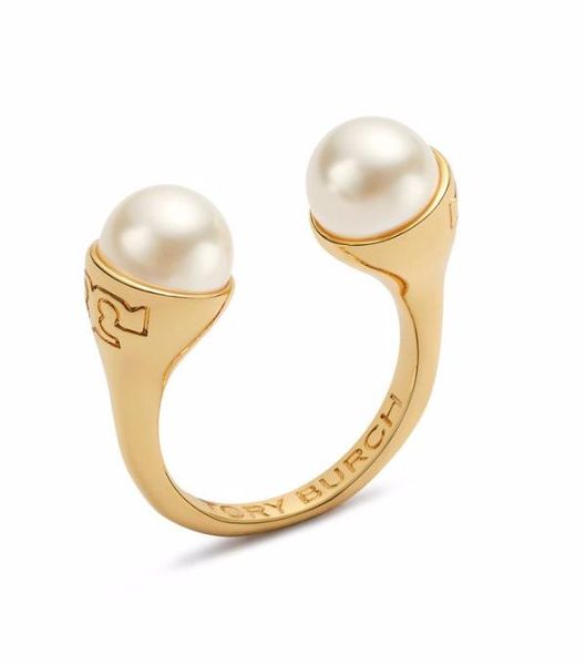 

opening ring mid finger knuckle rings with pearl 1.1cm beads spring combination rings style jewelry ps6414