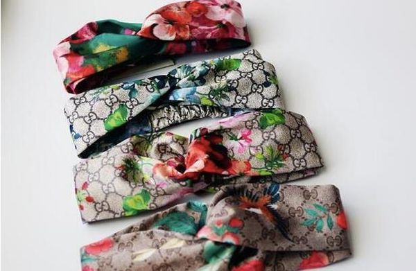 

designer 100% silk turban headband italy brand elastic hair bands scarf for women girl retro floral bird flower turban headwraps gifts