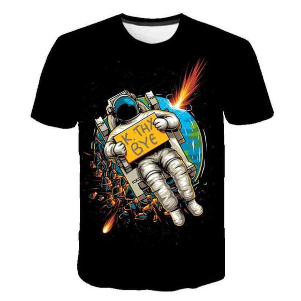 

space skull t-shirt summer 2020 casual short-sleeved fashion t-shirt hip hop short sleeve fun casual men and women, White;black